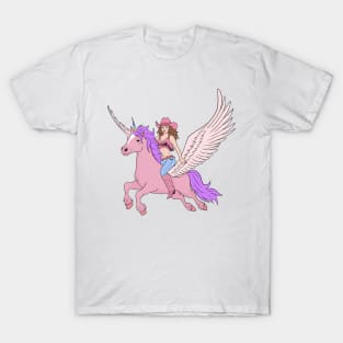 Cowgirl Riding a Pink Unicorn T-Shirt